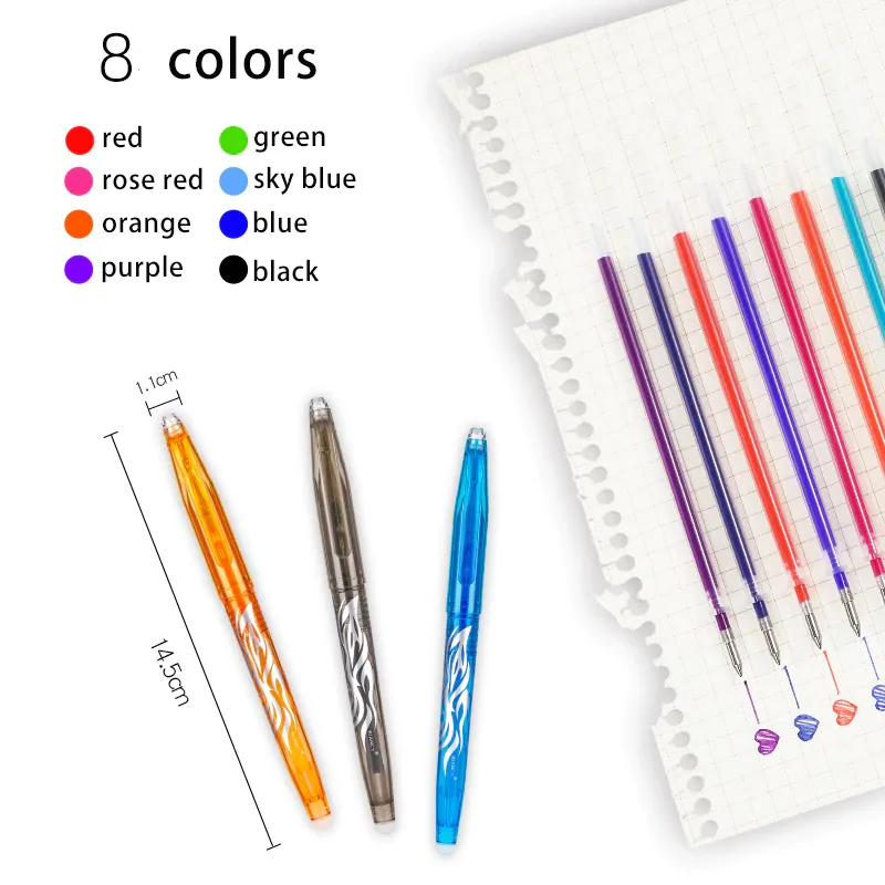 Set 8 Bolígrafos Gel Tinta Borrable